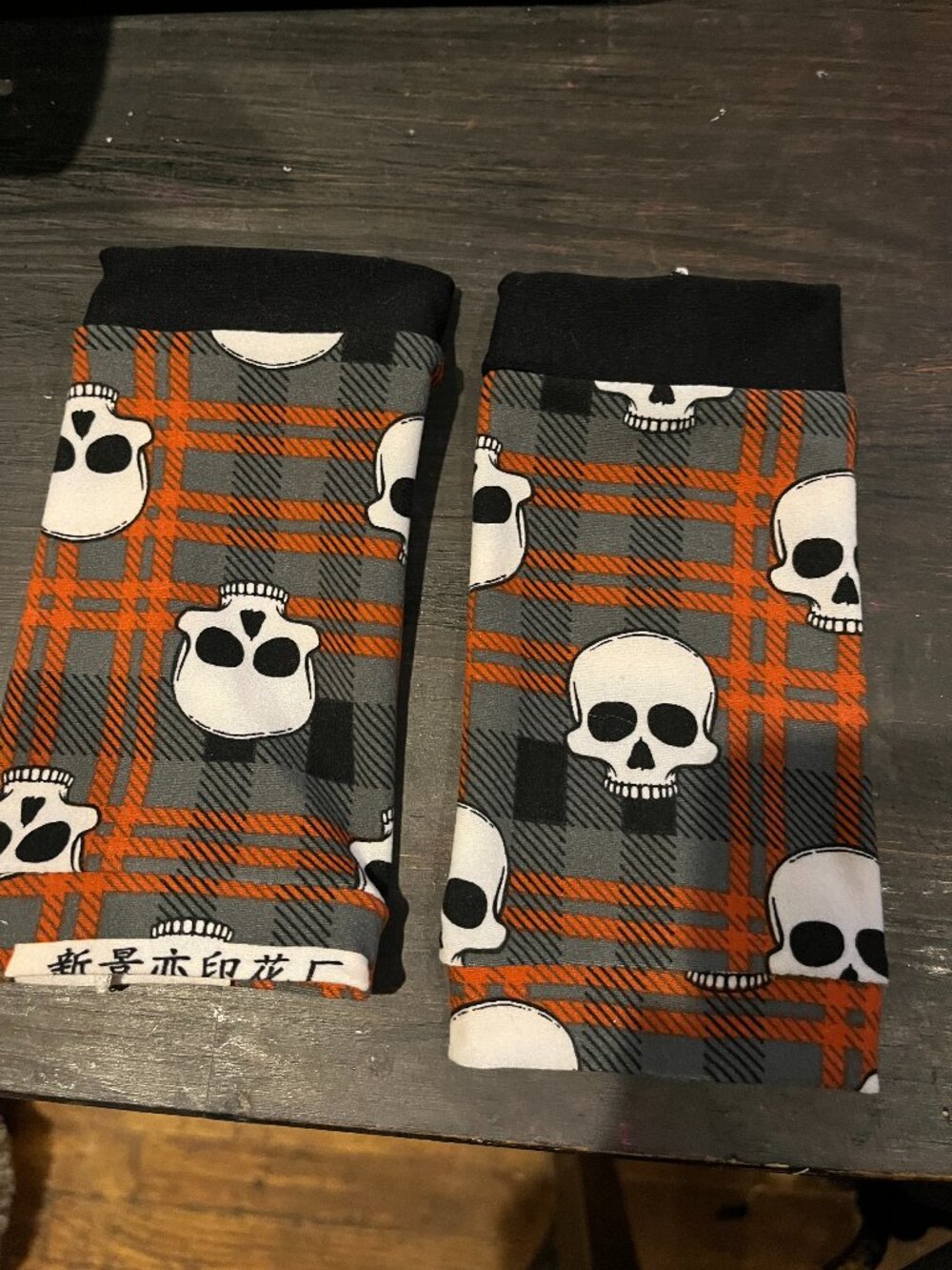 Handmade Halloween Plaid Skull Print Wrist Cuffs